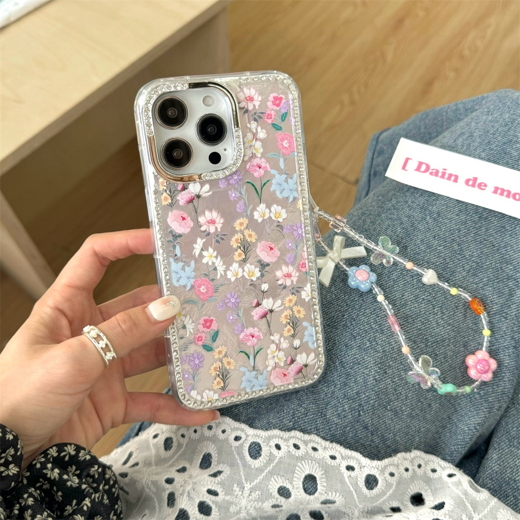 Ốp điện thoại iphone 16 Pro Max 15 Pro Max 14 Pro Max 13 Pro Dot Diamond Flower