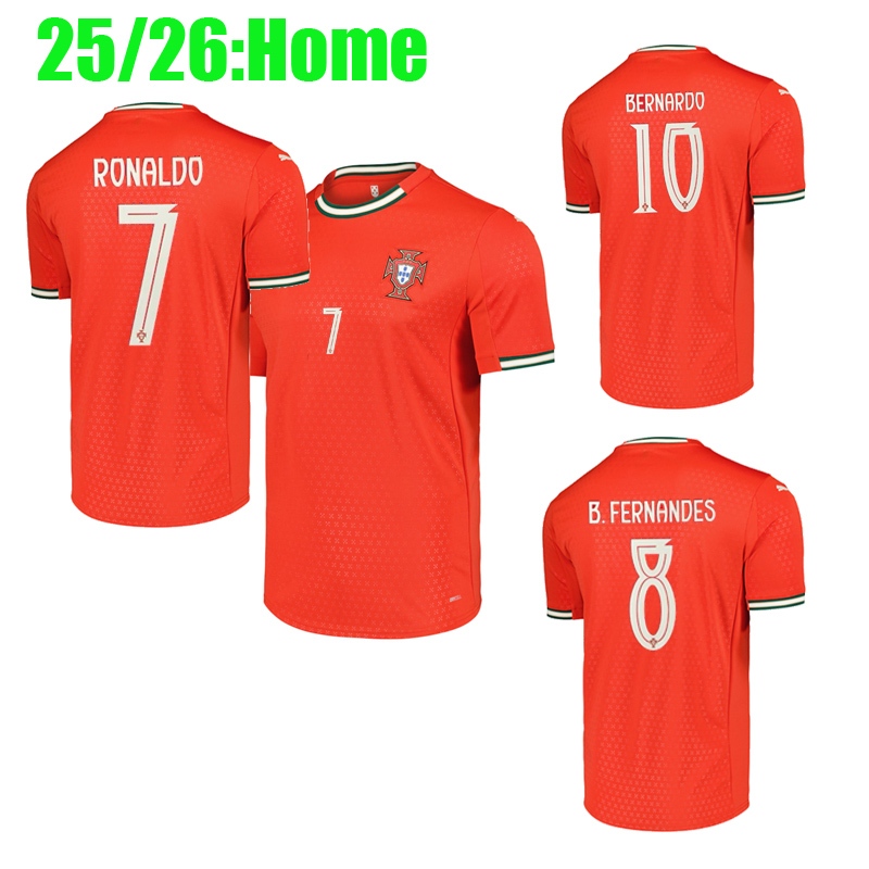 25 / 26 RONALDO áo bóng đá 2025 Bồ Đào Nha Sân nhà BERNARDO B.FERNANDES RAFA LEAO áo thun bóng đá qu