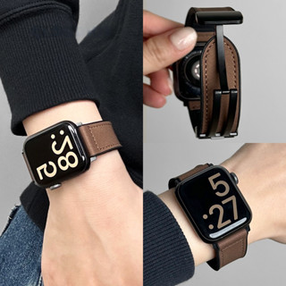 Dây đeo bằng da có khóa từ tính Tương thích với Apple Watch Series 10 46mm 42mm Dây đeo vòng cho iWatch Series 9 8 7 6 5 4