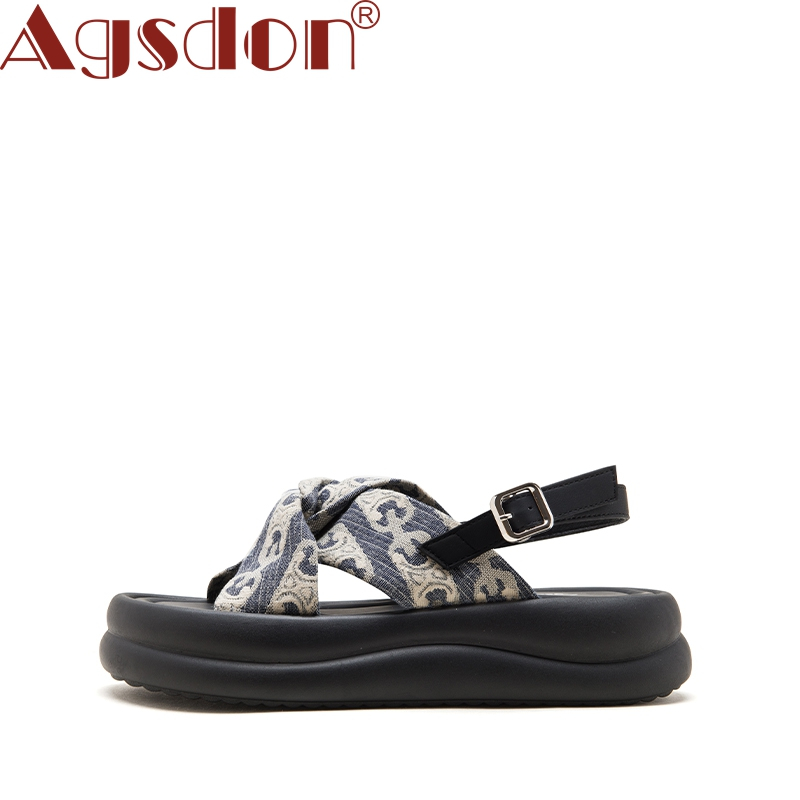 Giày Sandal Agsdon Mùa Hè Phong Cách Mới Dây Đeo Chéo Giày Retro Thường Ngày