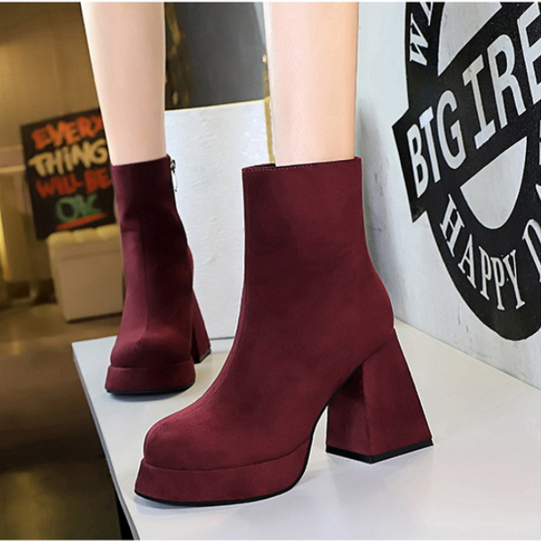 (MớI) Giày Boot Cao GóT Da PU Phong CáCh Vintage