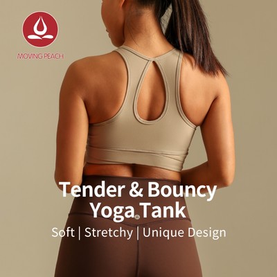 MOVING PEACH Áo ngực thể thao nữ Slim Fit Yoga Top Droplet-Hình rỗng lưng có thể tháo rời Áo ngực Cup Pilates Khiêu vũ mặc hàng ngày ABX