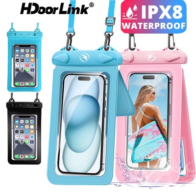 Hdoorlink Móc đôi Túi đựng điện thoại chống nước Túi đựng điện thoại IPX8 Vỏ đựng bơi lội bên bờ biển lặn