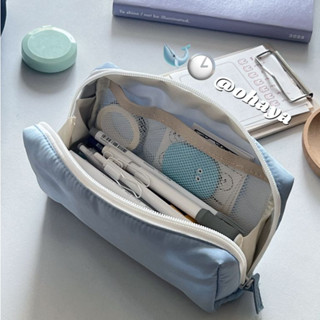 Ohaya | Ins Milk Blue Pencil Case Túi đựng văn phòng phẩm dung tích lớn nhiều lớp Túi đựng văn phòng phẩm dành cho sinh viên Túi lưu trữ văn phòng phẩm