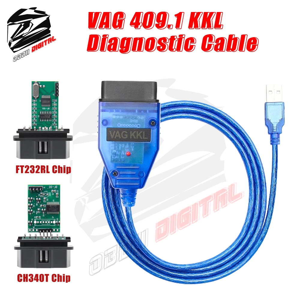 Cáp chẩn đoán USB VAG KKL 409.1 OBD2 với giao diện máy quét FTDI FT232RL / CH340T cho Audi Volkswage
