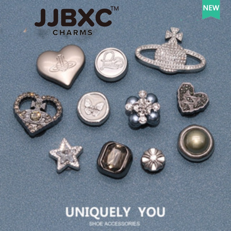 JJBXC Charm phụ kiện dép   - Jjbxc   Charms Shoes - Khóa Trang Trí Dòng Kim Cương Bạc Lost Planet - 