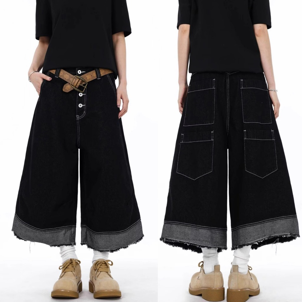 Quần short denim unisex quần jean dáng rộng Quần jean Baggy ❈ ❈ ❈ Quần short denim nữ