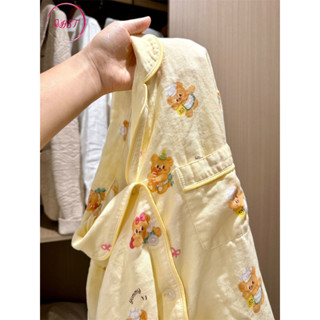  QHST Bộ Đồ Ngủ Nữ Gấu Bơ Mây Cotton Quần Dài Tay Nhập Khẩu 