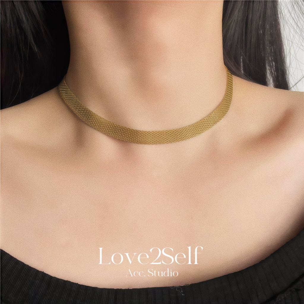 Love2Self X155 Dây chuyền gạc kim loại thanh lịch dành cho nữ Thép không gỉ không sơn mài Ngắn Chock