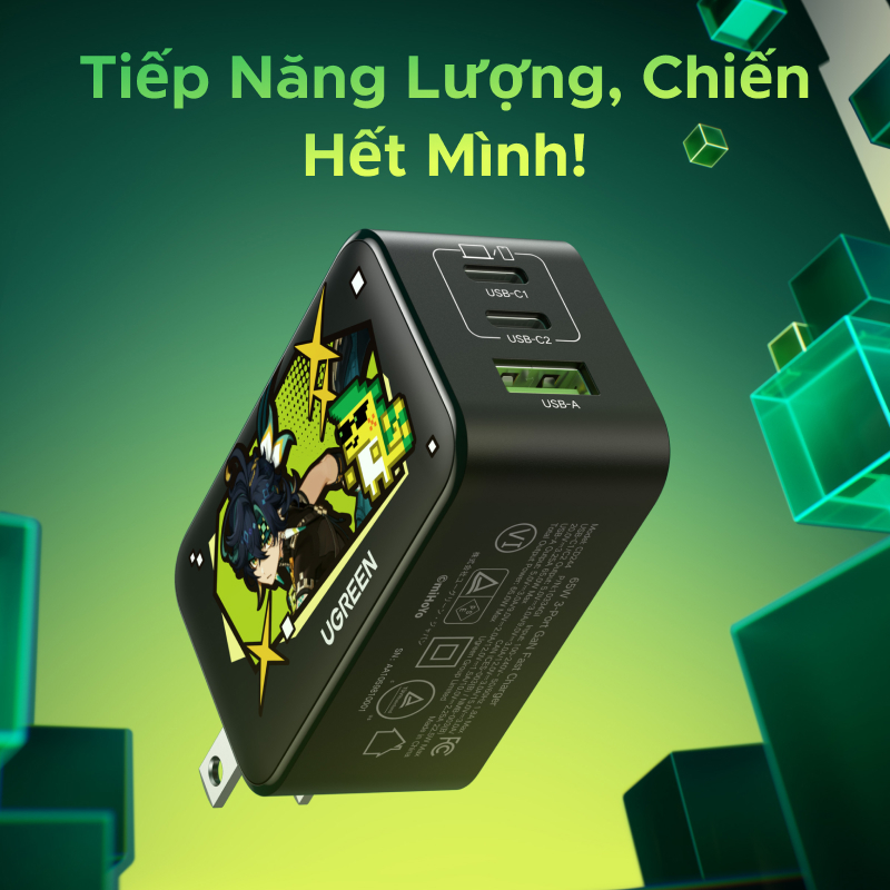Cốc sạc nhanh UGREEN GaN 65W QC4.0 QC PD3.0 PD USB-C Type C USB thích hợp cho iPhone 13 Pro Max Macbook Samsung S23 S24Urtra | BigBuy360 - bigbuy360.vn