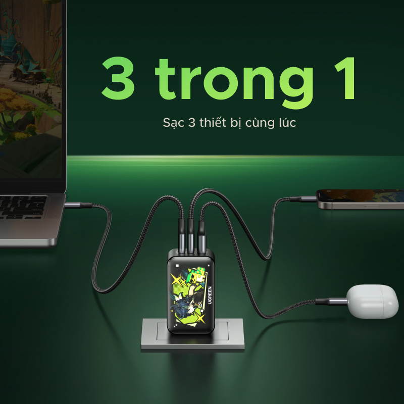 Cốc sạc nhanh UGREEN GaN 65W QC4.0 QC PD3.0 PD USB-C Type C USB thích hợp cho iPhone 13 Pro Max Macbook Samsung S23 S24Urtra | BigBuy360 - bigbuy360.vn
