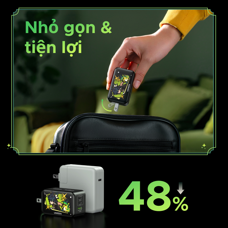 Cốc sạc nhanh UGREEN GaN 65W QC4.0 QC PD3.0 PD USB-C Type C USB thích hợp cho iPhone 13 Pro Max Macbook Samsung S23 S24Urtra | BigBuy360 - bigbuy360.vn