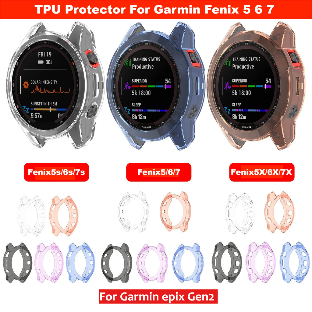 Ốp Bảo Vệ Cho Garmin Fenix 7 7S 7X Pro Solar 6 6S 6X Pro 5 5x PLUS TPU Trong Suốt Bảo Vệ Cho Garmin 
