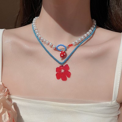 Drejew Dầu thả hạt gạo dâu mặt dây chuyền ngọc trai mới khí chất ngọt ngào chuỗi xương đòn cao cấp choker vòng cổ nữ