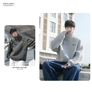 áo sweater Artsman nửa khoá kéo màu xám chất lượng cao unisex
