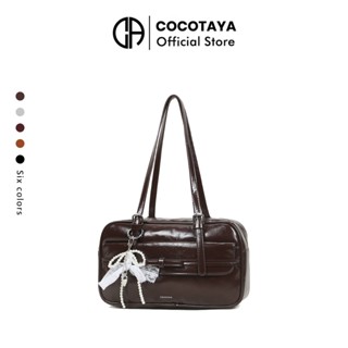 (Cocotaya) Zoey Bag Túi đeo vai bằng da PU sáng bóng phong cách mới thời trang, Túi nách, Tặng 1 mặt dây chuyền