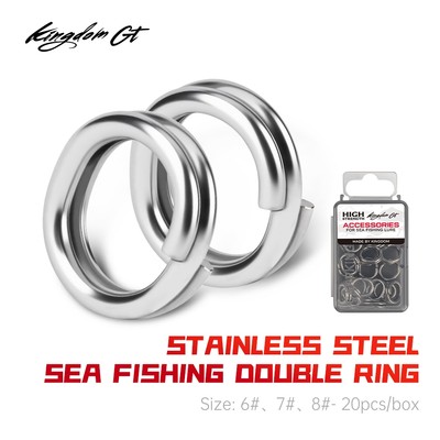 Kingdom SEA Fishing DOUBLE RING 20 chiếc Thép không gỉ 6 # / 7 # / 8 # GT Phụ kiện câu cá cho mồi câu cá biển