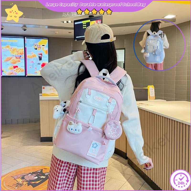 Schoolbag bé gái nylon bagpack phong cách hàn quốc ba lô dễ thương dung lượng lớn cầu xin