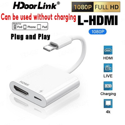 Bộ chuyển đổi HdoorLink IOS sang HDMI 1080P HD Bộ chuyển đổi AV kỹ thuật số Cùng kết nối màn hình cho đầu nối chuyển đổi điện thoại sang TV