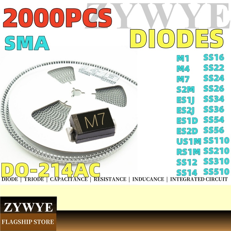 Bán Buôn 2000 Chiếc M1 M4 M7 SAM Diode SMA SS14 SS34 SS310 SS210 SS110 SS24 SS26 SS36 ES1D ES2D ES1J