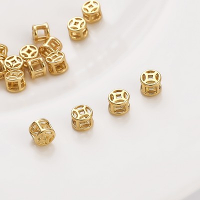 Beadia 1 Cái 14K Mạ Vàng Đồng Thau May Mắn Cion Hạt Quyến Rũ Cho Vòng Tay Vòng Cổ DIY Trang Sức Làm Phát Hiện