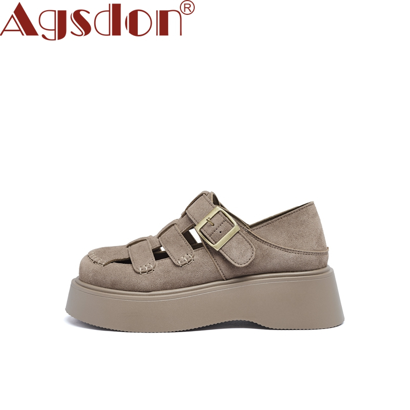 Giày Sandal La Mã Agsdon Mùa Hè Phong Cách Mới Giày Đế Dày Baotou Giày Retro