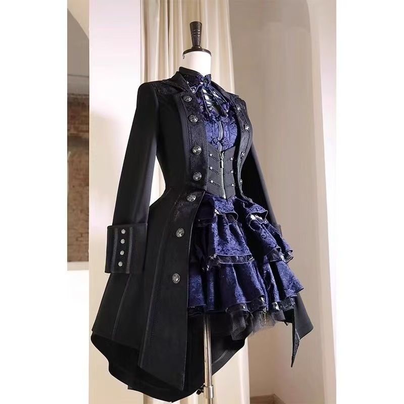 Áo gió cánh dơi Nhật Bản Áo khoác dài viền lớn Retro Dark Gothic Gothic Gothic Gothic Trang phục hoà