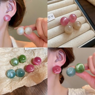   Jewbeauty  Bông tai tròn mờ màu kẹo kim bạc Hàn Quốc bông tai thời trang ngọt ngào cá tính phụ kiện đơn giản 
