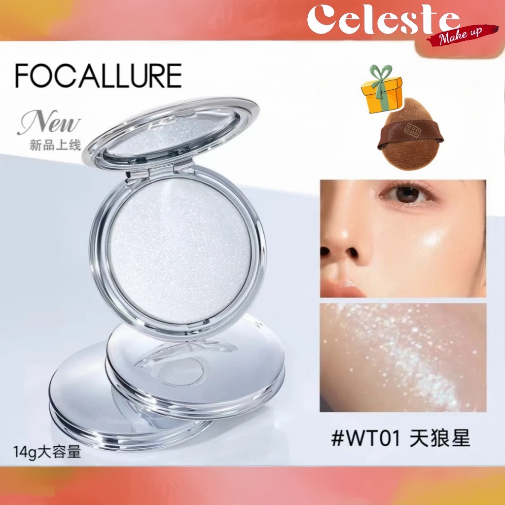 FOCALLURE Kem Highlighting Wet Shimmer Brightening Highlighter Soft Smooth Natural Shimmer Transpare