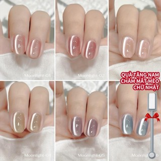 Mordda Gel sơn móng 6 CÁI Sơn móng tay Gel mắt mèo bằng sứ ánh trăng trắng - Bóng ba chiều phản quang, Tương thích với tia cực tím / LED, Hoàn hảo lâu trôi cho móng tay DIY - Quà tặng lý tưởng cho nghệ thuật làm móng tay khô nhanh