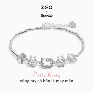 vòng tay nữ cỏ 4 lá ZGO x Sanrio Hello Kitty vòng tay bạc sang trọng hốc tinh tế quà tặng sinh nhật dành cho nữ 6028