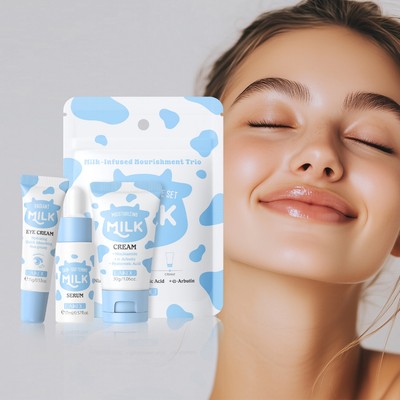 Bộ chăm sóc da phát sáng sữa LAIKOU với kem mắt rạng rỡ Làm mềm da Serum dưỡng ẩm làm mịn da
