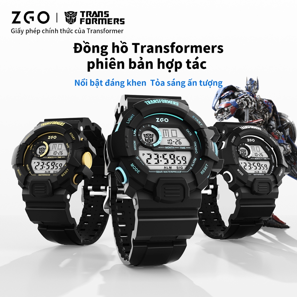 đồng hồ nam ZGO x Transformers Bé trai Cơ học Chống nước Điện tử Thể thao Học sinh 7531