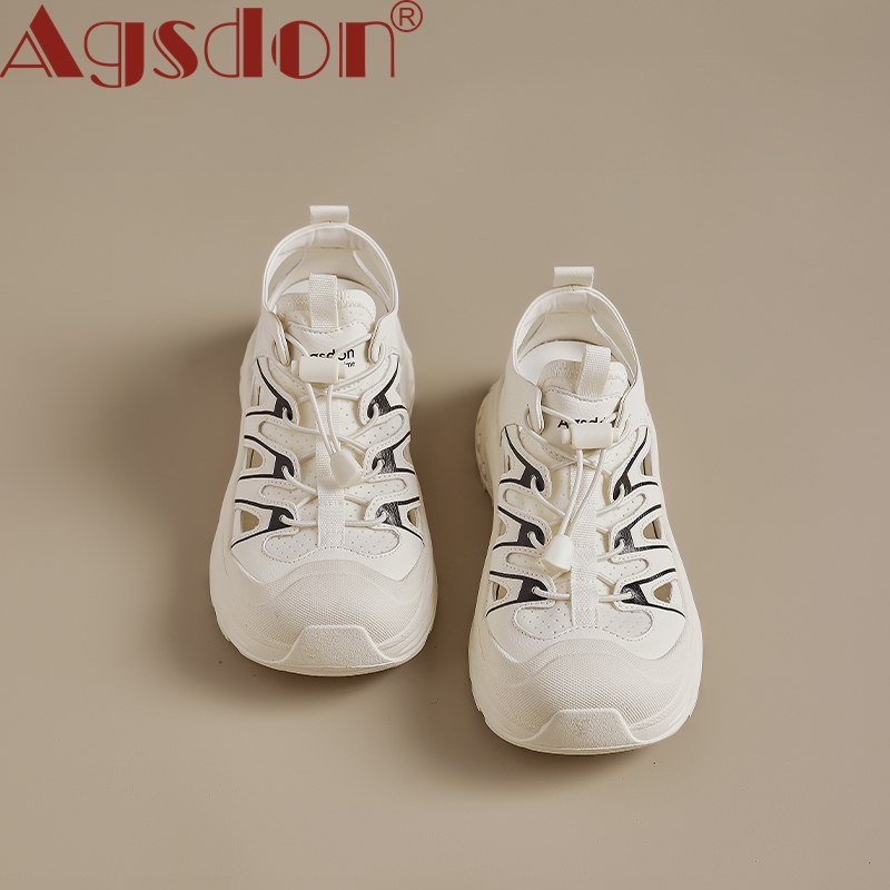 Agsdon Giày Sandal Nữ Phong Cách Mới Giày Thể Thao Đế Bằng Rỗng Thoải Mái