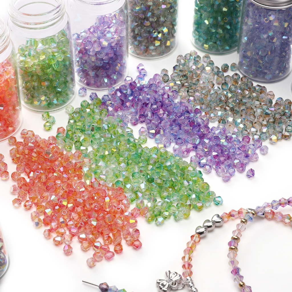 [4mm] Hạt hai cánh Aurora Hai màu Hạt rời trong nước Hạt gạo thủy tinh siêu chất lượng cao DIY Dây vòng tay Phụ kiện vòng tay