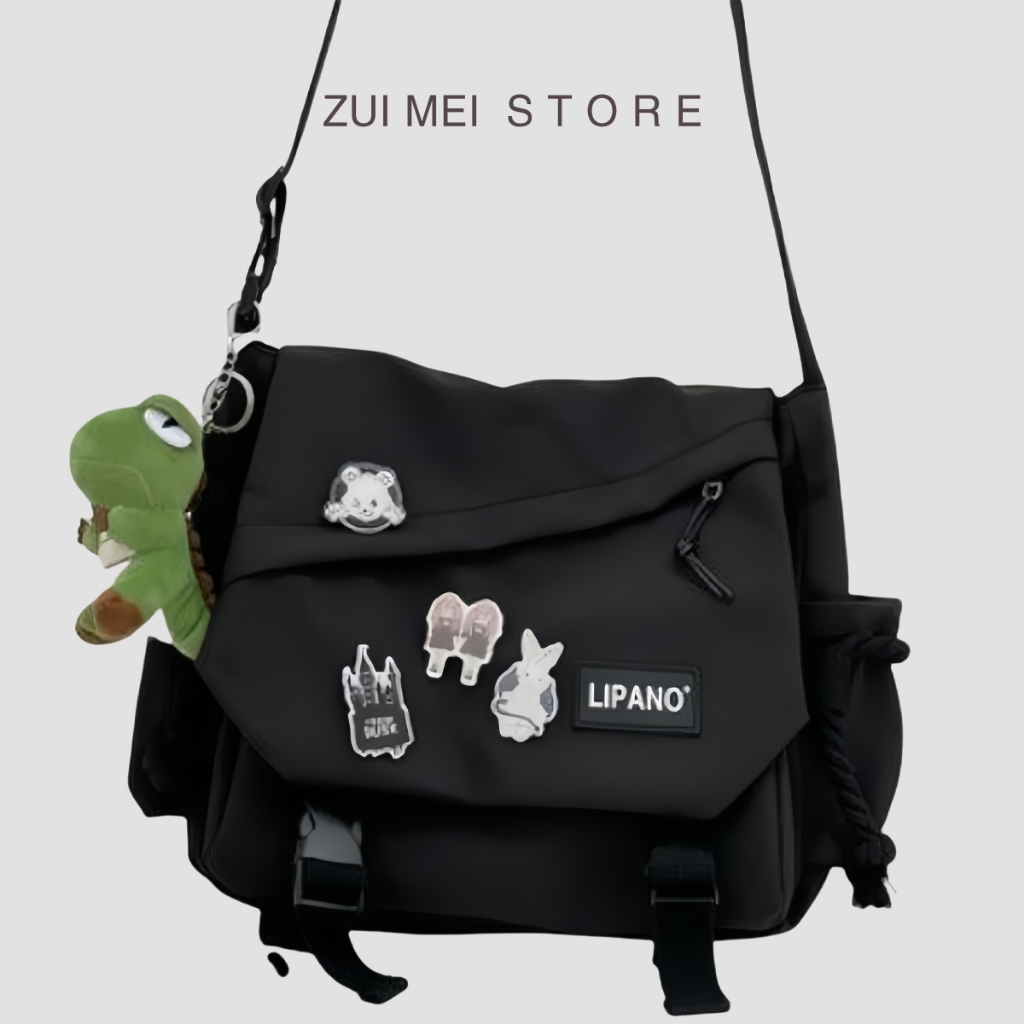 Túi cặp đôi phong cách Hàn Quốc Túi đeo vai màu đen Túi đeo vai thời trang nam 3 màu Túi chống nước Nylon