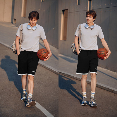Semir Nam Hai Mảnh Phong Cách Thể Thao Quần Short Rời Phù Hợp Với Giữa Chiều Dài Quần Short In Thêu Đan Quần Short Preppy Phong Cách Đại Học
