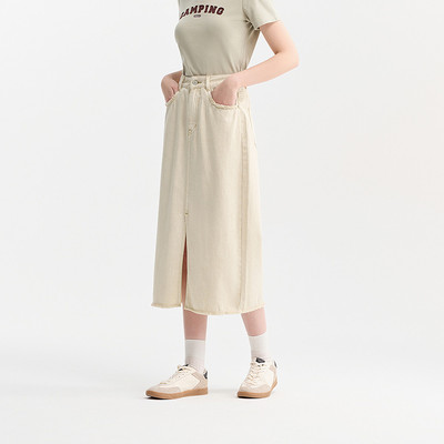 Semir Mềm Denim Váy Nữ Mờ Viền Hợp Thời Trang Mùa Hè Mỏng Vintage Chia Thẳng Váy Độc Đáo
