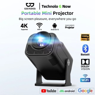  Máy chiếu mini Goojodoq Android Dual Wifi6 120 Ansi Bluetooth 5.0 Allwinner 1280*720P Rạp hát tại nhà Máy chiếu di động 