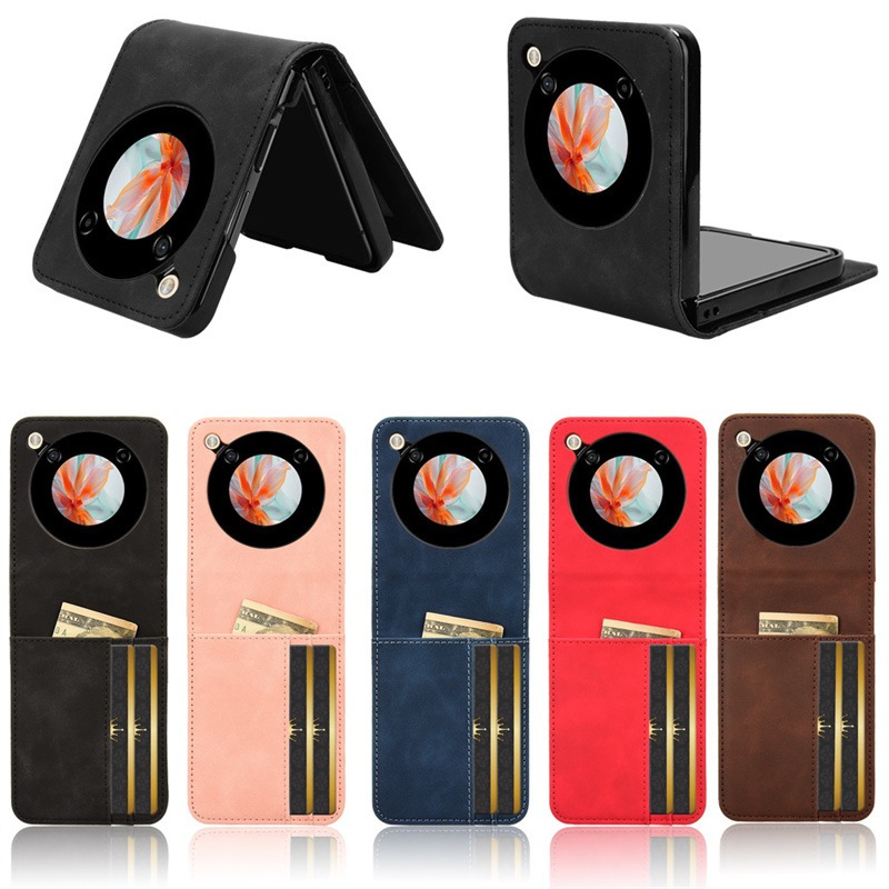 Ốp Lật Libero Cho ZTE Libero Flip Nubia Flip 2 Nửa Chia Thân Retro Đa Thẻ Chống Sốc Vỏ Điện Thoại Di
