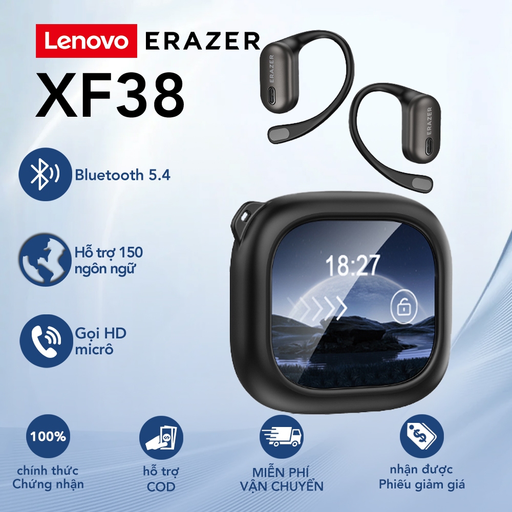 Lenovo ERAZZER XF38 Tai nghe bluetooth dịch  Bluetooth 5.4 Tai nghe chống nước thể thao âm thanh nổi  Màn hình cảm ứng thông minh LCD | BigBuy360 - bigbuy360.vn