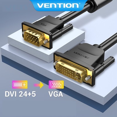 Vention Cáp chuyển DVI-I 24 + 5 sang VGA, DVI to VGA dây dài 1.5 mét độ phân giải Full HD 1080P DVI Male sang VGA Male