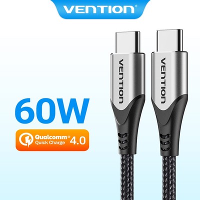 Cáp PD 60W sạc nhanh Vention USB C Type C PD 3A 480Mbps cho laptop/ máy tính bảng/ điện thoại di động