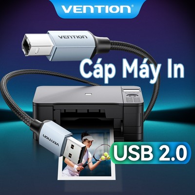 Cáp máy in Vention 480Mbps USB 2.0 USB-A Nam sang USB-B Nam cho máy in / bộ giải mã