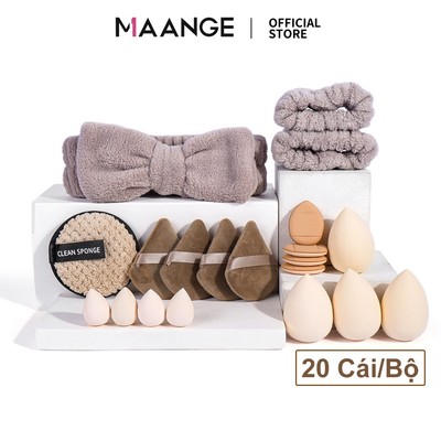Bộ dụng cụ làm đẹp 20 món MAANGE bao gồm bông trang điểm + băng đô nơ và dây đeo tay mềm 52424