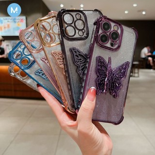 Dành Cho iPhone 16 16E 15 14 13 12 11 Pro Max Plus Mạ Điện TPU Chống Rơi Bướm Đứng Ốp Lưng Điện Thoại