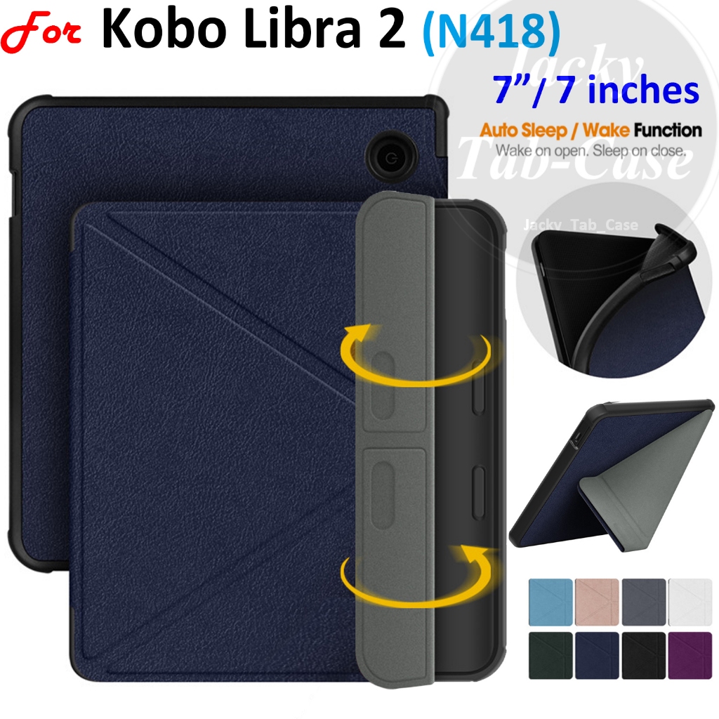 Dành cho Vỏ bảo vệ sách điện tử Kobo Libra 2 7 ", Vỏ đứng gấp chữ Y bằng da TPU mềm Libra2 N418, Vỏ 