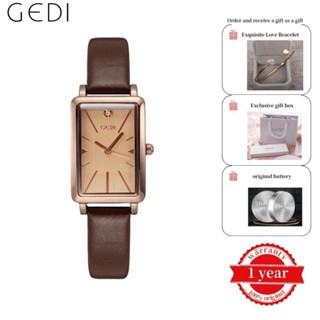 Đồng hồ đeo tay nữ mặt vuông nhỏ Gedi nhẹ, mỏng, nhỏ gọn và chất lượng cao Đồng hồ thạch anh chống thấm nước 21012 Bảo hành chuyển động trong một năm