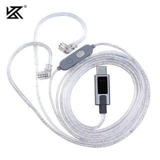 Cáp Tai Nghe KZ M2 Loại C Dual Mic Mạ Bạc Nâng Cấp Cáp IEM Với Công Tắc Điều Chỉnh EQ Giải Mã DAC Cho Tai Nghe C PIN