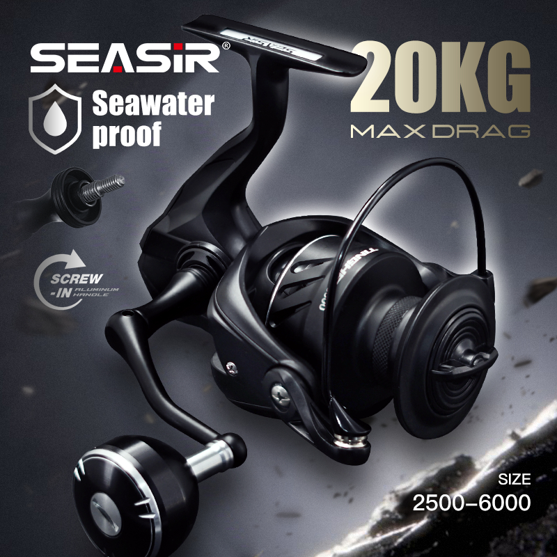  Cuộn quay SEASIR TINGHE 5 + 1BB 2500-6000 Series Kéo tối đa 20KG 5.2: 1 Tay cầm điện bằng nhôm chống nước biển Cuộn dây câu nhẹ chất lượng cao 